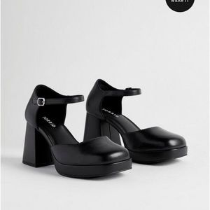 Platform Block Heel D'orsay Mary Jane (WW) 11 wide black